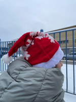 Колпак шапка Деда Мороза новогодняя красная со снежинкой #8, Дарья