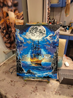 Картина по номерам со светящейся краской 40х50 Корабль в лунном свете #47, Екатерина Б.