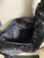 Женская сумка багет через плечо, плюшевая черная сумочка для девочки #4, Умнова А.