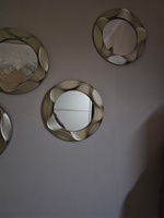 Зеркало интерьерное настенное, для ванной, в прихожую, в спальню "Гавр" золотистый, диаметр 17 см QWERTY #34, Эльвира Ю.