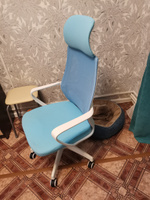 Офисное кресло, кресло руководителя CHAIRMAN CH636, ткань/сетка, голубой, белый пластик #6, Екатерина Б.
