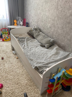 Кровать детская 160х80 My Sleep Volna деревянная с защитными бортиками, 2 ящиками и матрасом, белый, кровать с матрасом #6, Дарья Е.
