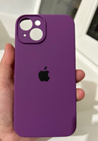 Силиконовый чехол на Айфон 14 с защитой камеры с логотипом / Silicone Case iPhone 14 camera protect #26, Татьяна Т.