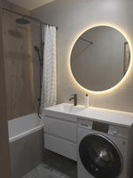 Зеркало настенное для ванной КерамаМане 90*90 см со светодиодной сенсорной тёплой подсветкой 3000 К #29, Екатерина Б.