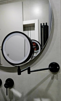 Зеркало косметическое, настенное, с LED подсветкой, сенсорное включение, зарядка Type - C, шнур в комплекте, корпус из нержавеющей стали, цвет ЧЕРНЫЙ #2, Булат М.