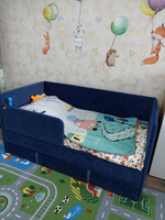 Детский диван-кровать 160х80 см Happy синий с ящиком и защитным бортиком, кровать детская от 3х лет (без матраса) #15, Анна Ш.