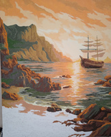 Картина по номерам на холсте 40х50 "Корабль в гавани" / картина по номерам на подрамнике #73, Любовь Ч.