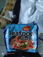 Лапша быстрого приготовления Seafood Party со вкусом морепродуктов Samyang, пачка 125 г х 4 шт #35, Vera M.