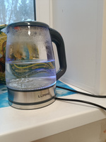 Чайник электрический стеклянный LUMME LU-157 с подсветкой, электрочайник, серый янтарь #3, Ирина Г.