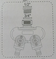 Разветвитель 2-х канальный для садового шланга с переключателем,входное соединение 1/2" и 3/4" #1, Елена Н.