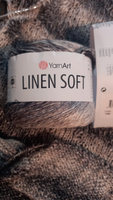 Пряжа Linen soft YarnArt - 7406 (бел/черн/сер), 30% лен, 36% вискоза, 34% хлопок, (100г, 272м) нитки для ручного вязания #24, Елена К.