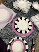 Набор Столовой Посуды Arya из Костяного фарфора, на 6 персон, 24 пр. Wonderland Белый, фиолетовый #95, Надежда