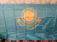 Флаг Казахстана, 90x150 см, без флагштока, Казахский символ большой #78, Тахиржан А.