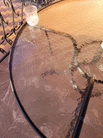 Стол садовый со стеклянной столешницей и отверстием для установки зонта 100х100х72см #2, Ольга Р.