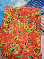 Ткань для шитья Габардин 155 см х 300 см (100% пэ) разноцветная с орнаментом хохлома #43, Любовь И.