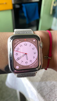 Нейлоновый ремешок для умных смарт часов Apple Watch series 1-8 и Эпл Вотч SE 38-40-41 mm / Эластичный тканевый браслет для Эппл Вотч 1-8 и СЕ на липучке, светло-серый #64, Наталия Ч.
