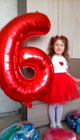 Шар фольгированный цифра "6" красный 102 сантиметра; украшение на день рождения #27, Ольга Г.