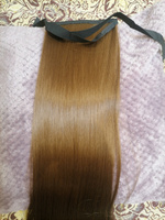 Хвост накладной для волос шиньон на лентах 60 см карамельный оттенок #85, Татьяна Н.