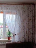 Curtain & Textile Тюль высота 190 см, ширина 300 см, крепление - Лента, Белый,светло-коричневый #78, Наталья Н.