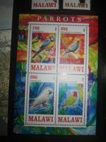 Чистый блок марок. "Попугаи". Малави. 2013 год #1, Максим Ж.