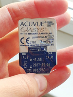 Контактные линзы Acuvue, Oasys with Hydraclear Plus, 12 линз I 8.4 I -6.50 I двухнедельные I прозрачные #25, Светлана З.