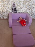 Бескаркасный диван кровать, малогабаритный диванчик раскладной, детское кресло мягкое для дома, Кипрей, модель Единороги Французская раскладушка, розовый, 83х55х55см #1, Светлана М.