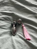 Анальная пробка, размер S, с кристаллом, колокольчиком и розовой кисточкой #1, Алина П.