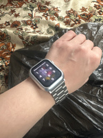 Металлический блочный ремешок для Apple Watch , 38mm / 40mm / 41mm Series 1-9 , SE ; Стальной браслет для Эпл Вотч Серии 1-9 и СЕ 38мм / 40мм / 41мм - Серебристый ремень #38, Оксана А.