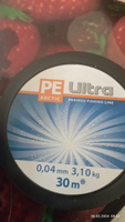 Плетеный шнур для рыбалки AQUA PE ULTRA ARCTIC зимний 0,04mm 30m, цвет - оливковый, test - 3,10kg #22, Максим А.