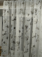 Curtain & Textile Тюль высота 220 см, ширина 250 см, крепление - Лента, серый цветок #29, Гусарова Н.