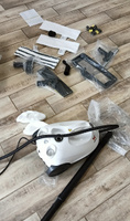 Пароочиститель Karcher SC 2 EasyFix + аксессуары VELERCART: насадки для окон и ковра, 2 салфетки для пола и 1 абразивная, 2 ручные, 4 пластиковые щётки и 2 латунные, щетка со скребком, мощное сопло #52, Елена С.