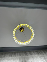 светодиодная люстра, 8001a,400mm, мощность 50 Вт, подходит для 10 м2, 3000K-6000K, LED, люстра хрустальная потолочная,золотой цвет #6, Алла К.