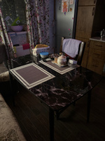 Стол кухонный Эко "Таурус", черный мрамор стеклянный раздвижной, 110х70 см #5, Надежда