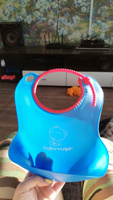Силиконовый детский нагрудник для кормления с карманом babyyuga/ Слюнявчик, синий #5, Анастасия М.