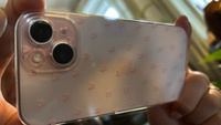 Чехол на Айфон 15 / Apple iPhone 15 с принтом "Розовые сердечки паттерн" #7, Кристина Ивлева