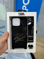 Чехол Karl Lagerfeld Crossbody cardslot на Apple iPhone 15 Pro Max / для Айфон 15 Про Макс из экокожи с ремешком через плечо, с карманом для карт, с металлическим значком Autograph, черный #7, Яков Ч.