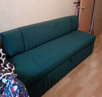 Кухонный диван Леонардо 183х64х83 см. Мелисса 39, прямой раскладной диван со спальным местом. Зеленый, Велюр, для дома и офиса #1, Анна А.