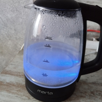 Чайник электрический MARTA MT-1077 Bl/Pe стеклянный с подсветкой, черный жемчуг #1, Л С.