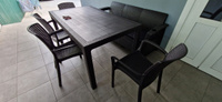 Комплект садовой мебели из ротанга Set 3+4стула+обеденный стол 160х95, с комплектом черных подушек #6, Кристина В.
