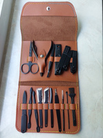 Маникюрный-педикюрный набор 16 предметов, дорожные маникюрные инструменты в чехле, коричневый #3, Светлана Б.