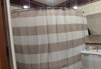Штора для ванной комнаты тканевая на люверсах "Полосы бежевые" размер 200х240см.(высота 200см х ширина 240см) #122, Марина К.