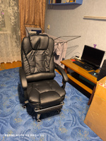 Кресло компьютерное с подножкой и массажем, офисный стул, кресло компьютерное, черный, экокожа #6, Роман Л.