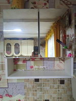 Шкаф в ванную с зеркалом навесной 50х17,3х50 см, шкафчик с полками и дверцами для ванной, мебель в прихожую Кео ШКН 150 Белый #66, Виктория Б.