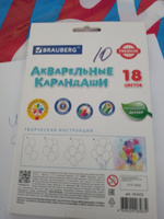 Карандаши цветные акварельные Brauberg Premium Aquarelle, 18 цветов, грифель 4 мм #27, Анна П.