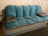 Раскладной диван кровать трансформер 195*93 см, спальное место 195*120 см, бирюзовый с серым #1, Надежда Н.