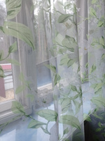 Тюль I-linen Органза с цветочным рисунком, салатовая, высота 2,60м, ширина 3м, крепление - лента #69, Наталья С.