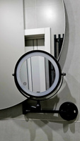 Зеркало косметическое, настенное, с LED подсветкой, сенсорное включение, зарядка Type - C, шнур в комплекте, корпус из нержавеющей стали, цвет ЧЕРНЫЙ #1, Булат М.