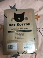 Простынь на резинке Сказка Кот Коттон "Котики (беж) натяжная на резинке" натяжная простыня 160х200 см 2-спальная перкаль #47, Анна П.