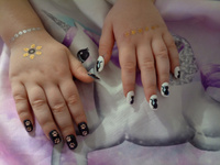 Детские накладные ногти "Черный котик" Выбражулька 24 шт,черные розовые #2, Анжелла К.