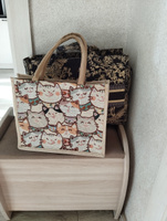 Шоппер из гобеленовой ткани с рисунком котики / Женская сумка с принтом кошки / Мягкая бескаркасная сумка на магните #53, Анастасия Л.